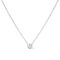 10K White Gold 1/2 Carat Round Brilliant-Cut Diamond Modern Bezel-Set Solitaire 16"-18" Pendant Necklace (H-I Color, SI2-I1 Clarity)