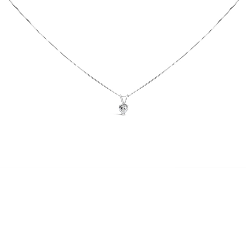 14K White Gold 1/5 Cttw 3-Prong Set Heart Shaped Solitaire Lab Grown Diamond 18" Pendant Necklace (F-G Color, VS2-SI1 Clarity)