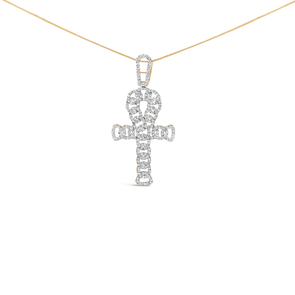 Men's 10K Yellow Gold 1.00 Cttw Ankh Cross Pendant