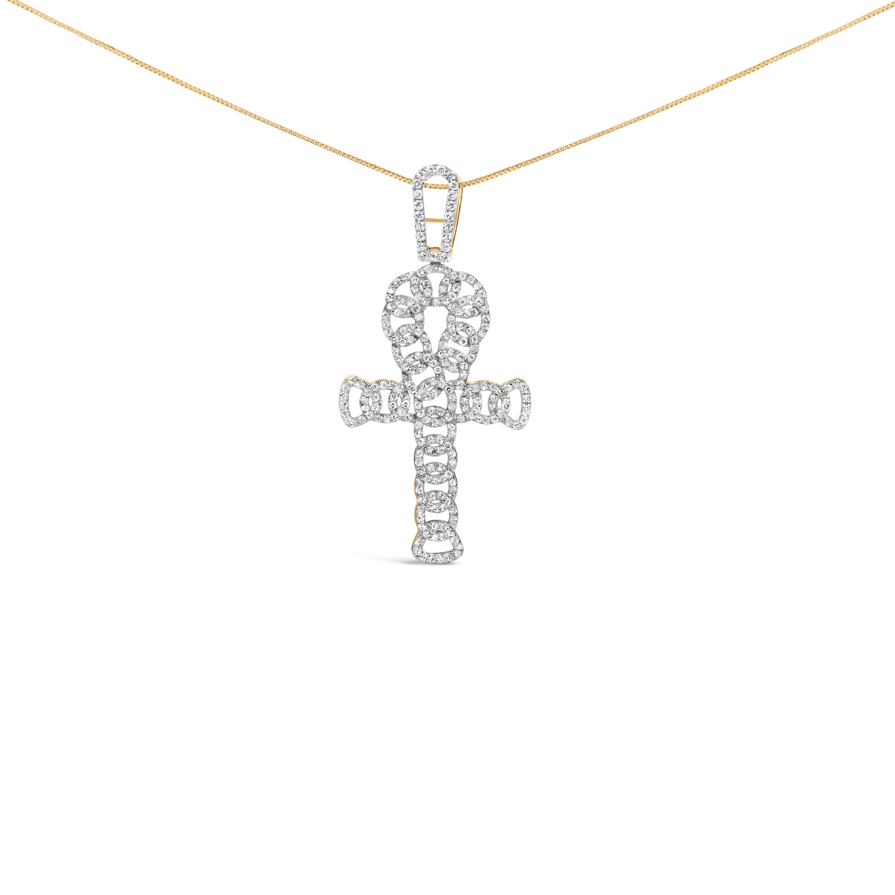 Men's 10K Yellow Gold 1.00 Cttw Ankh Cross Pendant
