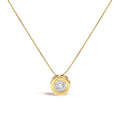 14K Yellow Gold 1 3/8 Cttw Bezel Set Round Diamond Solitaire Pendant Necklace