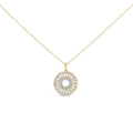 14K Yellow Gold Plated Sterling Silver 1 1/6 Cttw Diamond Sunburst Medallion Pendant Necklace