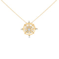 14K Yellow Gold Plated Sterling Silver 1/3 Cttw Diamond Compass Pendant Necklace