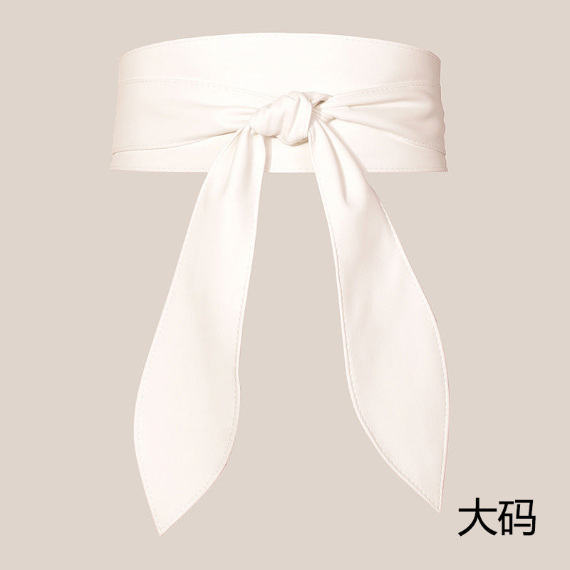 Amazon Cross-border Women's Wide Waist Cover Soft All-match Elegant Bow Ribbon Super Long In Stock Tie Belt