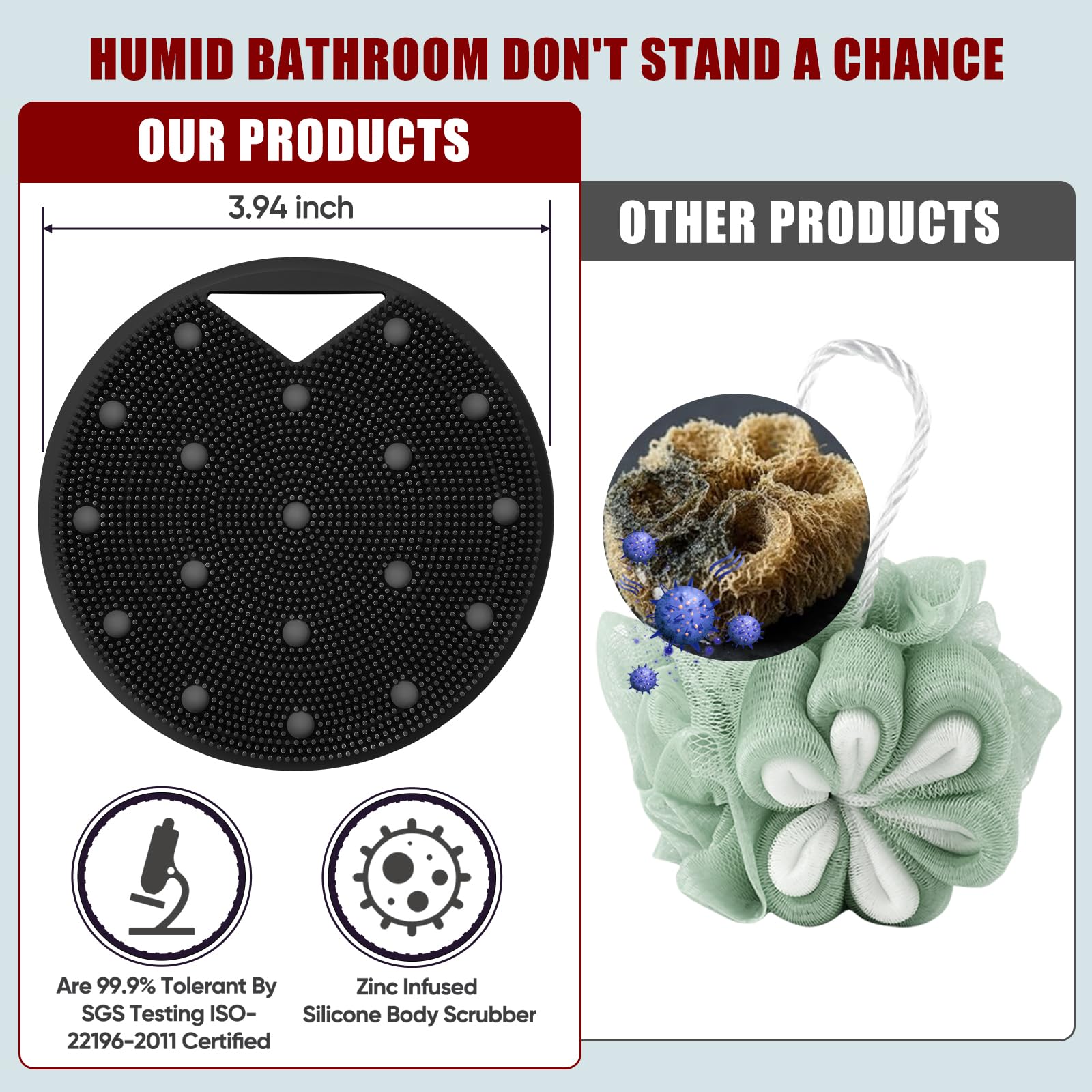 Canroom Silicone Body Scrubber Anti Zinc Infused Exfoliating Black