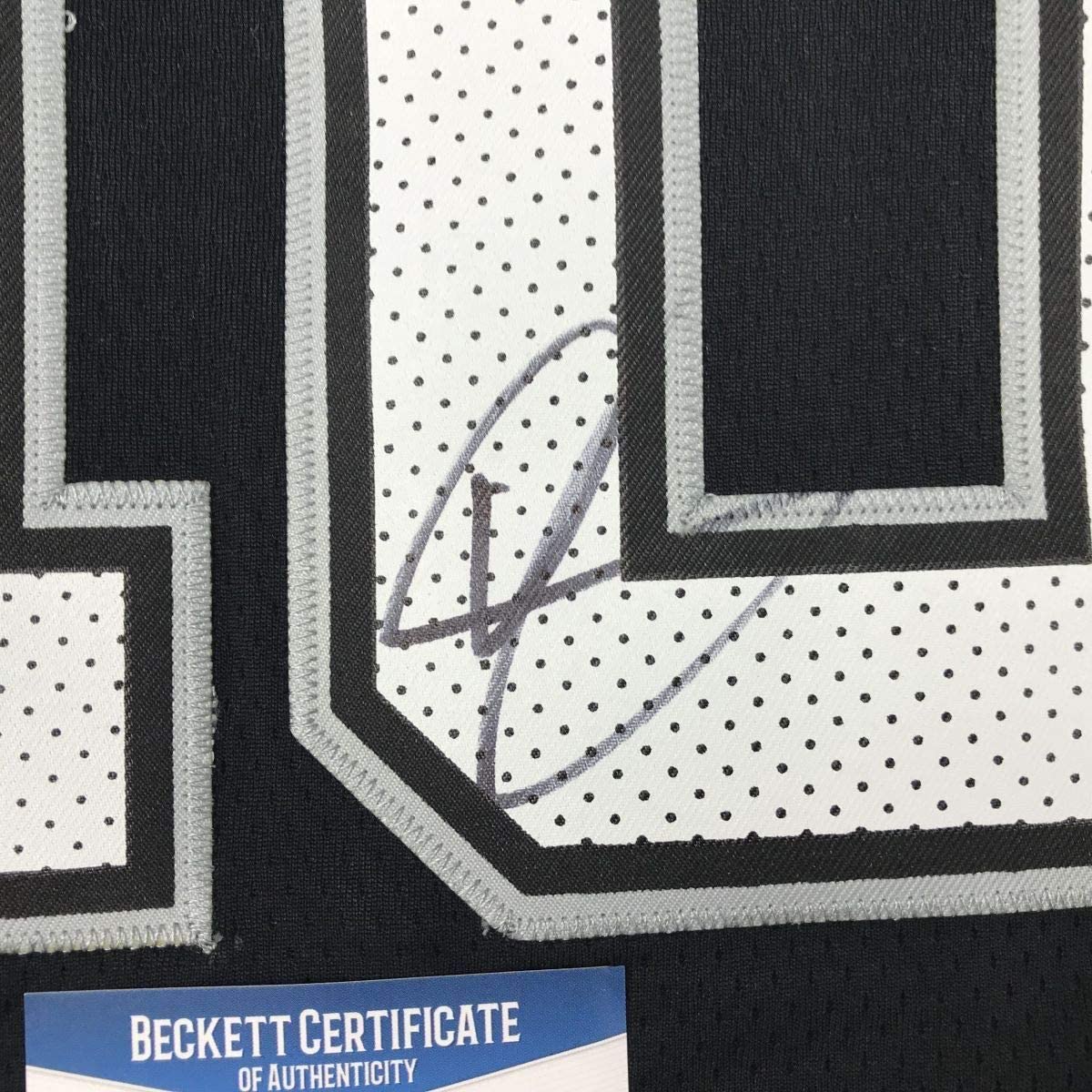 Framed Autographed/Signed DeMar DeRozan 35x39 San Antonio Black Basketball Jersey Beckett BAS COA