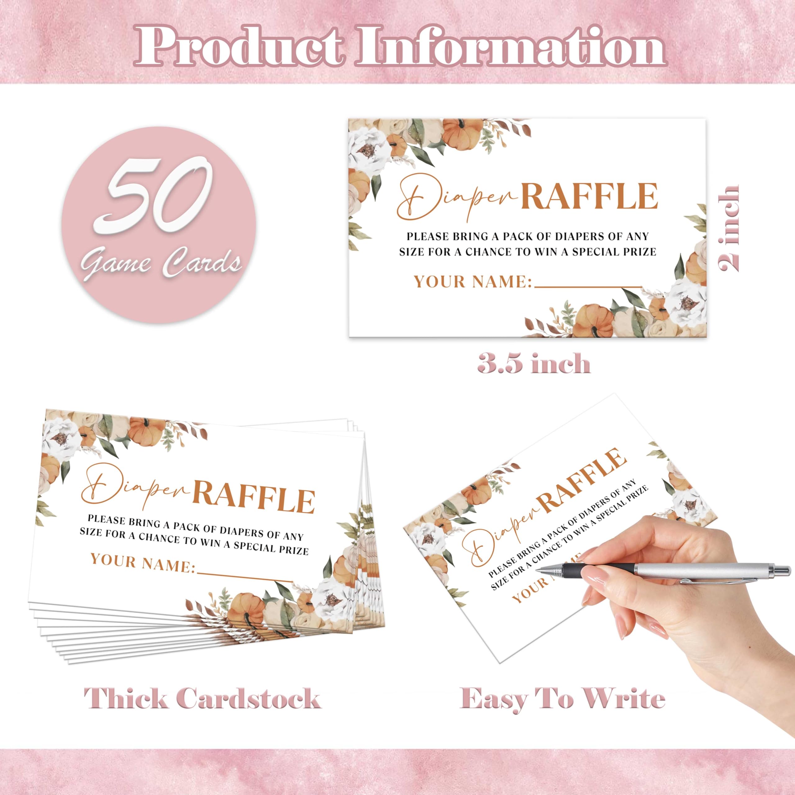 Serach Little Pumpkin Baby Shower Diaper Raffle Sign with Stand & 50 Tickets