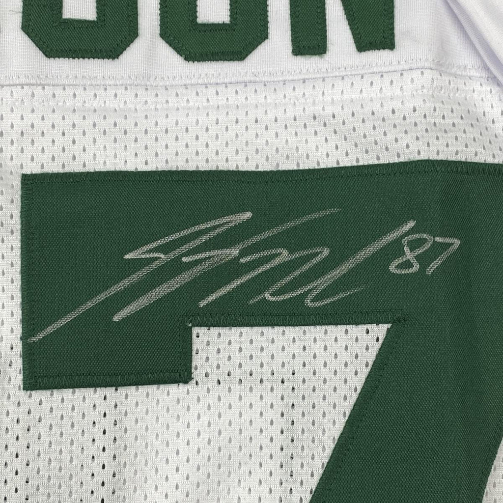 Framed Autographed/Signed Jordy Nelson 35x39 Green Bay White Football Jersey JSA COA