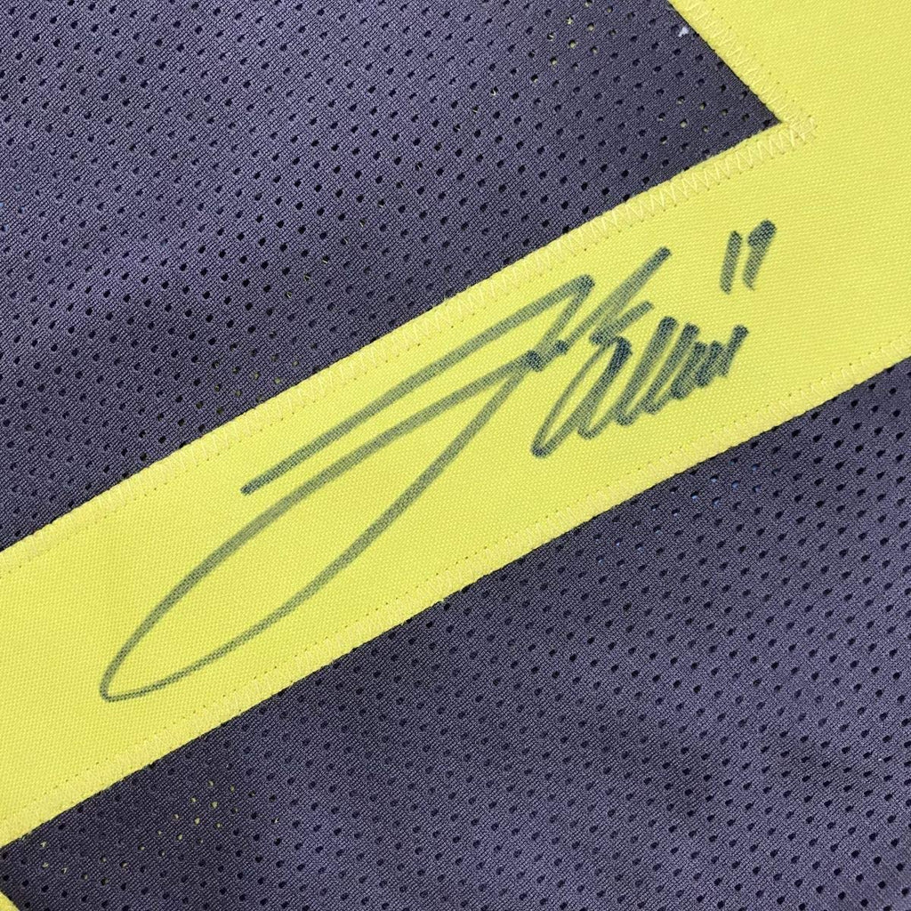 Framed Autographed/Signed Josh Allen 35x39 Wyoming Brown College Football Jersey JSA COA