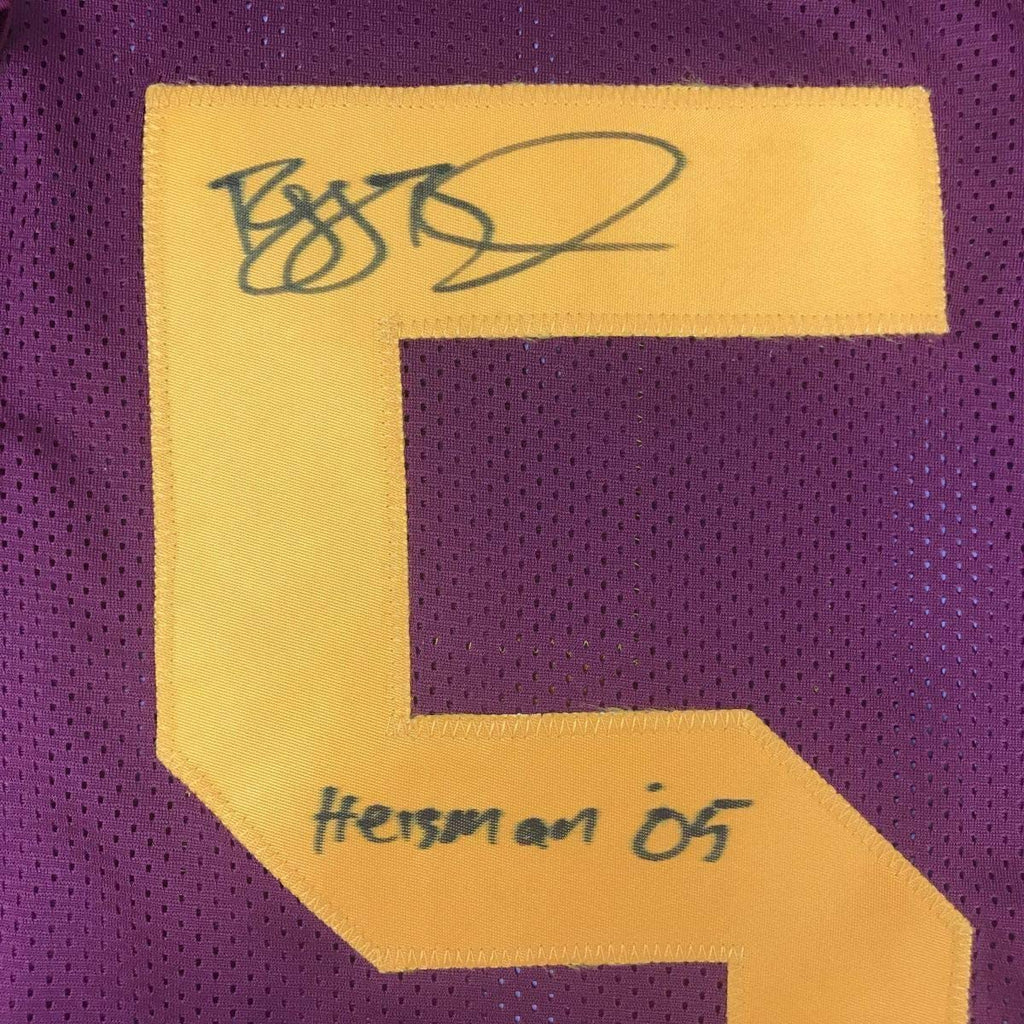 Framed Autographed/Signed Reggie Bush 05 Heisman 35x39 USC Southen Cal Maroon College Football Jersey Beckett BAS COA