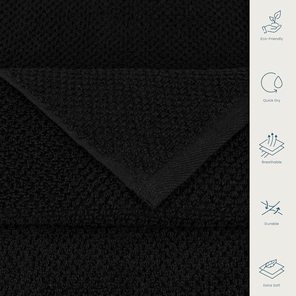 CASA COPENHAGEN Popcorn Textured Cotton Bath Towel Set Black 24x48 6pc