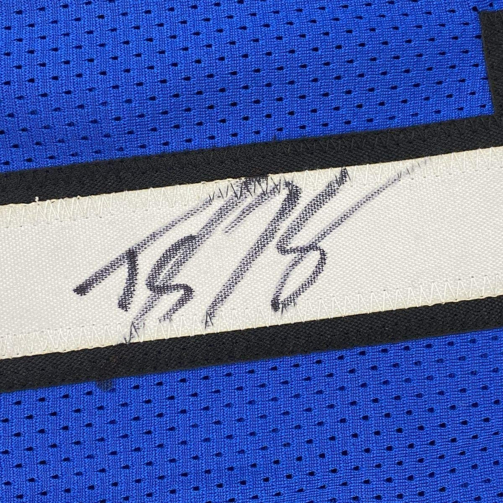 Framed Autographed/Signed Dwight Howard 35x39 Orlando Blue Basketball Jersey JSA COA
