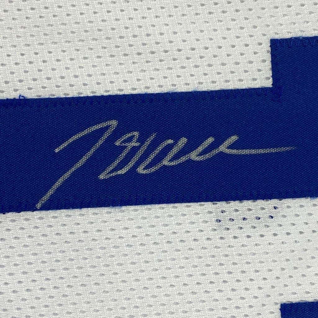 Framed Autographed/Signed John Wall 35x39 Kentucky White College Basketball Jersey JSA COA