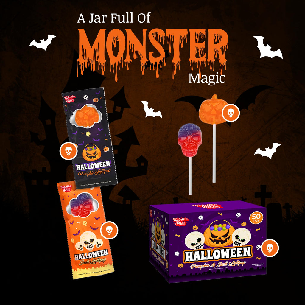 Twinkle Bites Halloween Lollipops 40 Pack Strawberry Flavor 40 Ounce
