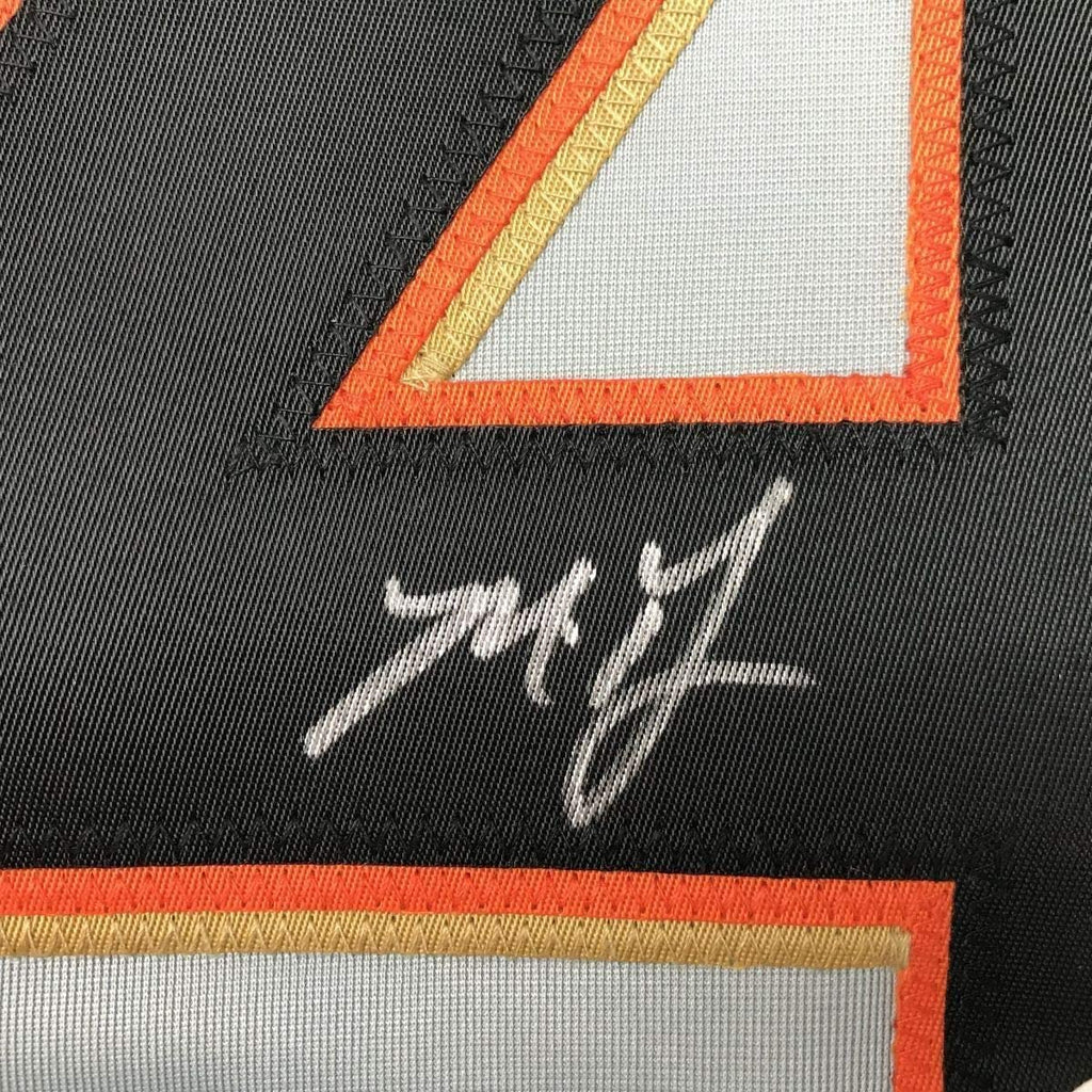 Framed Autographed/Signed Madison Bumgarner 35x39 San Francisco Grey Baseball Jersey JSA COA