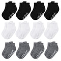 jealkip 12 Pairs Baby and Toddler Socks,Soft Cotton Non-Slip Ankle Socks for New Born,Boys and Girls,8-10 Years,(Red/Dark Purple/Sapphire Blue/DarkGreen/Orange/Yellow)