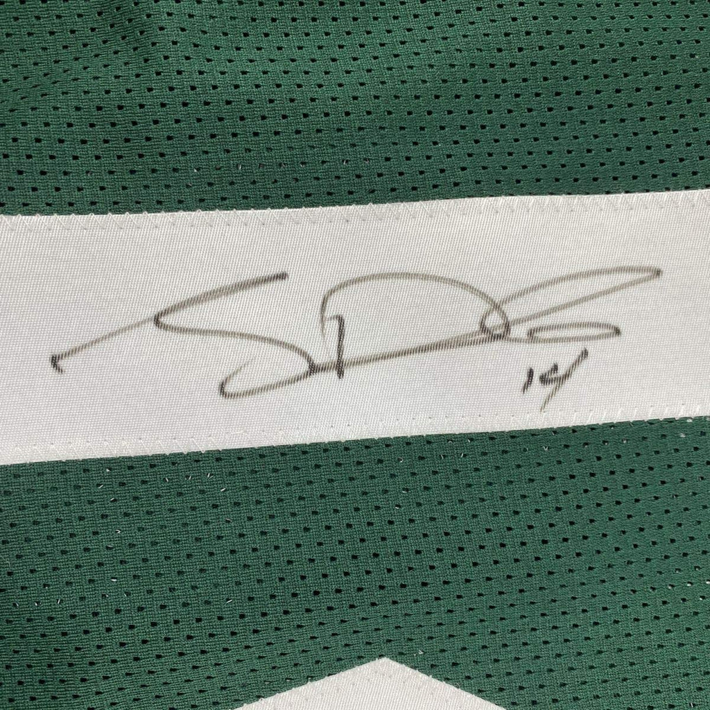 Framed Autographed/Signed Sam Darnold 35x39 New York Green Rookie Football Jersey Beckett BAS COA