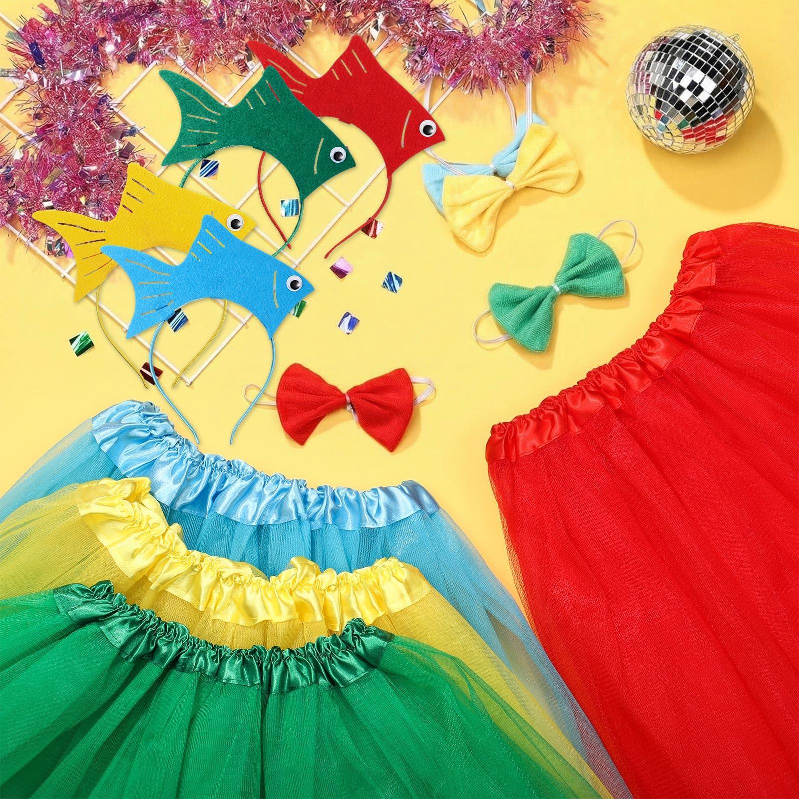 Shyyween 12 Pcs Halloween Sea Fish Costume Headband Tutu Bow Tie Size One Size