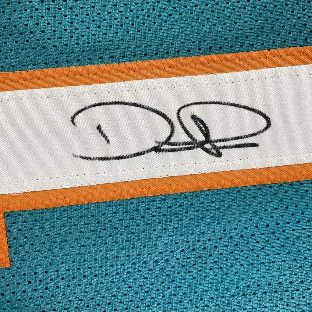 Framed Autographed/Signed Devante Parker 35x39 Miami Retro Teal Football Jersey JSA COA