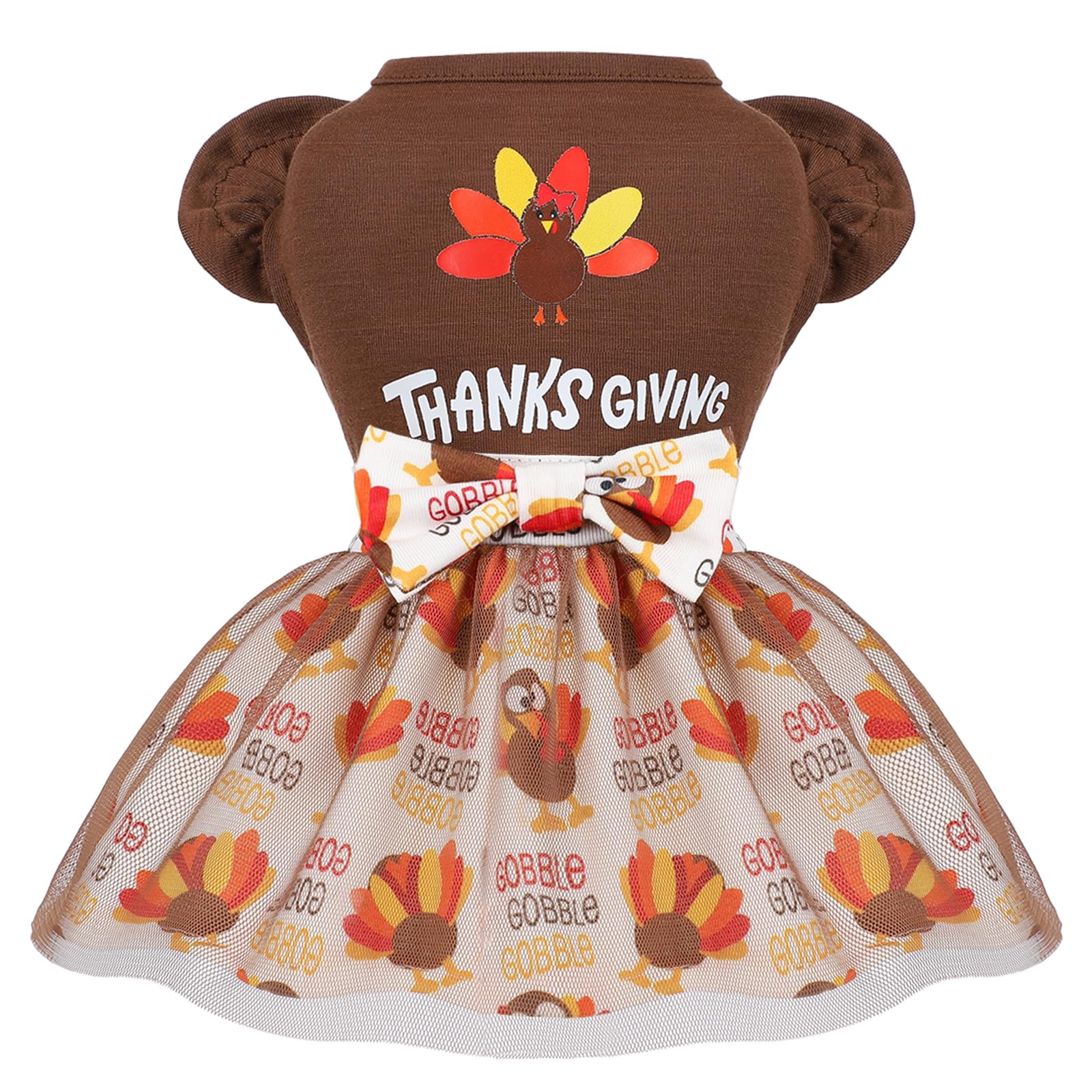 Sebaoyu Thanksgiving Dog Dress Brown Small Size