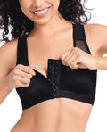 Upushall Front Closure Posture Bra Wireless Full Coverage Black Size 2XL