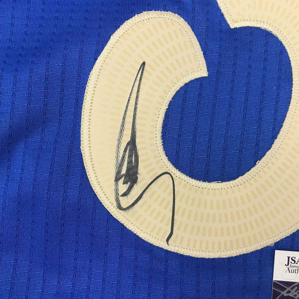 Framed Autographed/Signed Stephen Steph Curry 35x39 Golden State Blue Christmas Day Basketball Jersey JSA COA