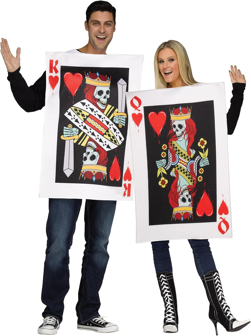 King & Queen of Hearts Card Adult Couples Costume Set