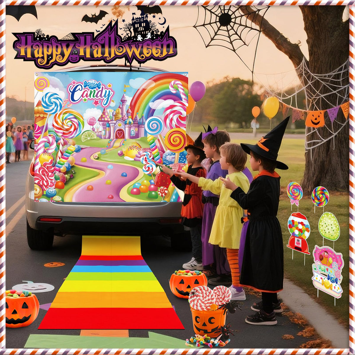 Beeveer Halloween Candy Trunk or Treat Car Decorations Kit Multicolor Outdoor