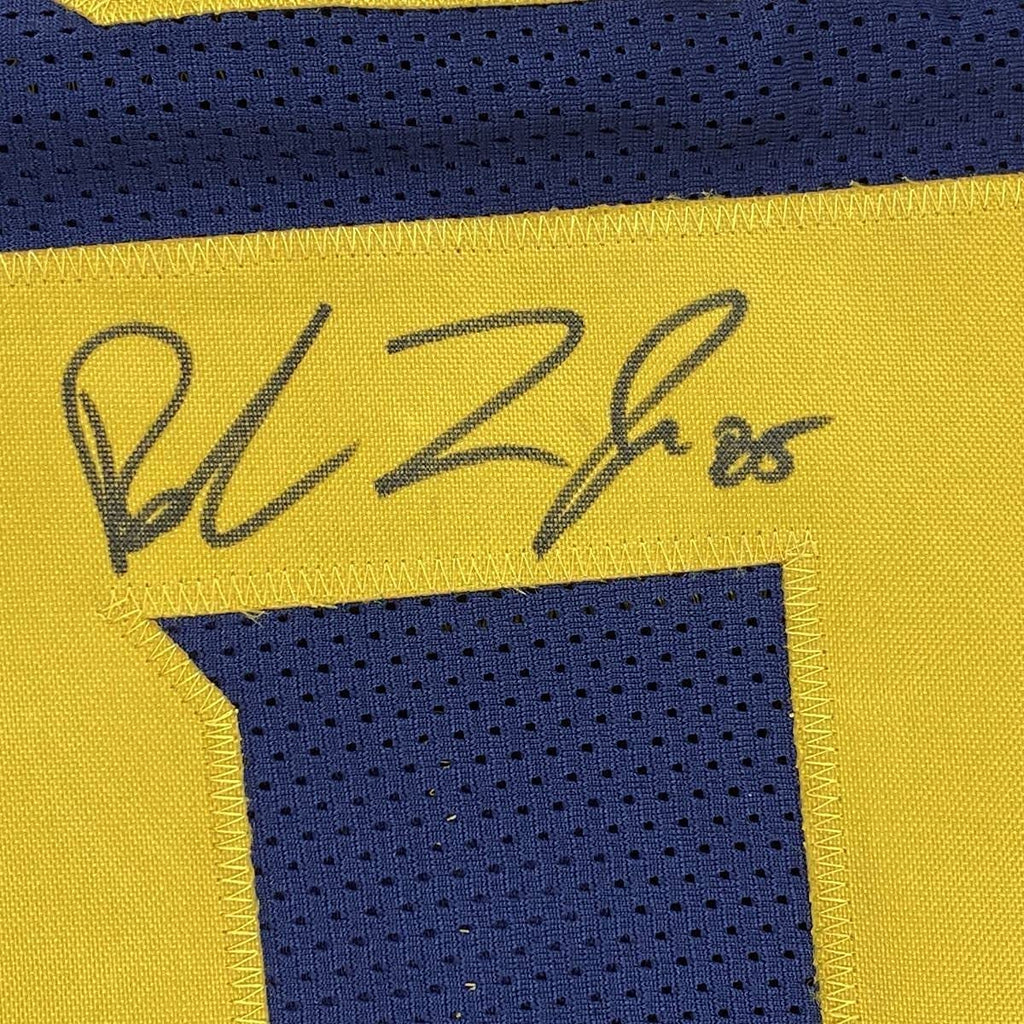 Framed Autographed/Signed Robert Tonyan 35x39 Green Bay Retro Blue Football Jersey Beckett BAS COA