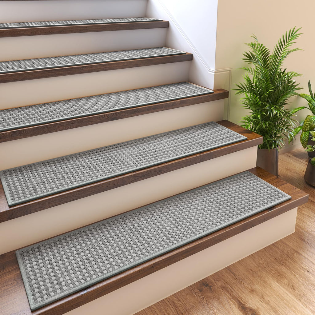 YDKGL 4PC Non-Slip Peel & Stick Stair Treads 8x30 Brown Chenille