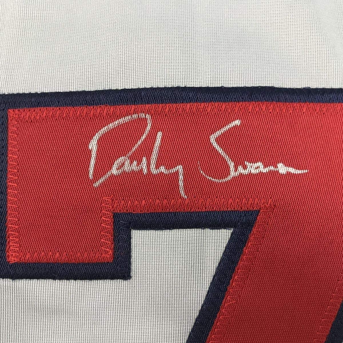 Framed Autographed/Signed Dansby Swanson 35x39 Atlanta Grey Baseball Jersey JSA COA