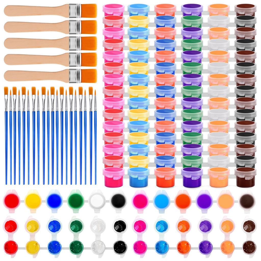 Dyrfolm 145 Pcs Mini Acrylic Paint Set 12 Colors Washable Bulk Pack