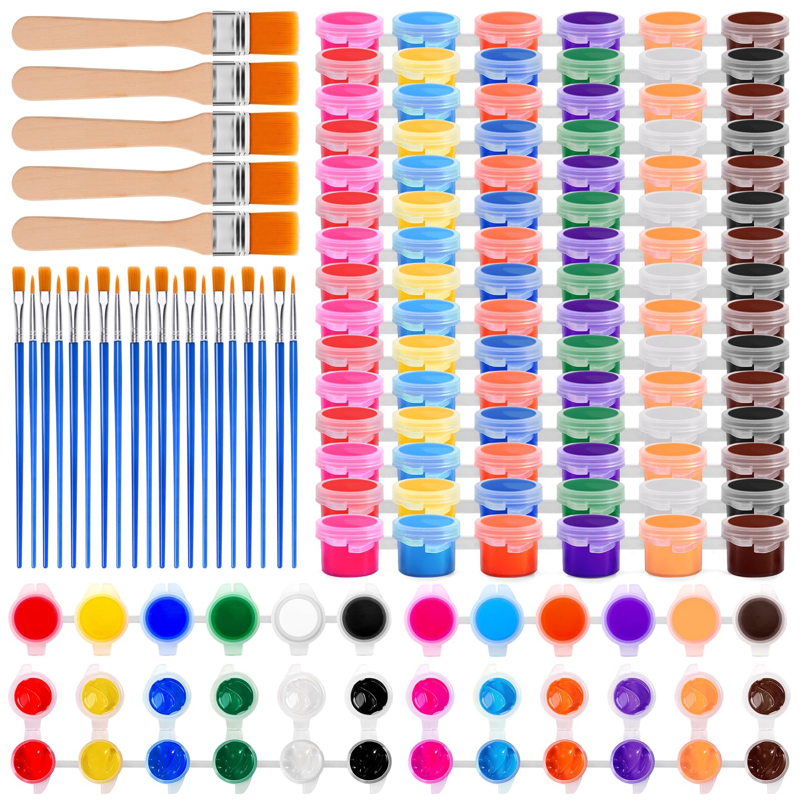 Dyrfolm 145 Pcs Mini Acrylic Paint Set 12 Colors Washable Bulk Pack