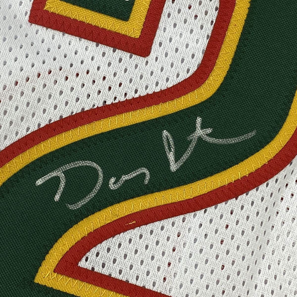 FRAMED Autographed/Signed Gary Payton 35x39 Seattle White Basketball Jersey Beckett BAS COA