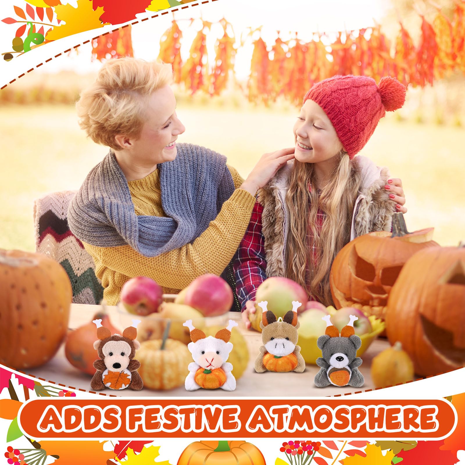 Blueweenly Thanksgiving Mini Plush Toys Pumpkin Maple 12 Pcs 2.76-3.15in