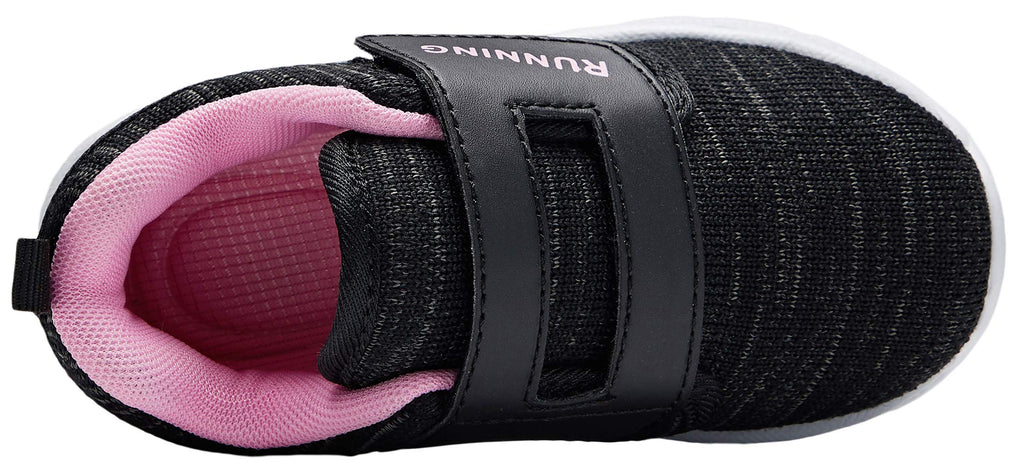 adituo Toddler Boys Girls Lightweight Athletic Sneakers Strap Black Pink Size 11
