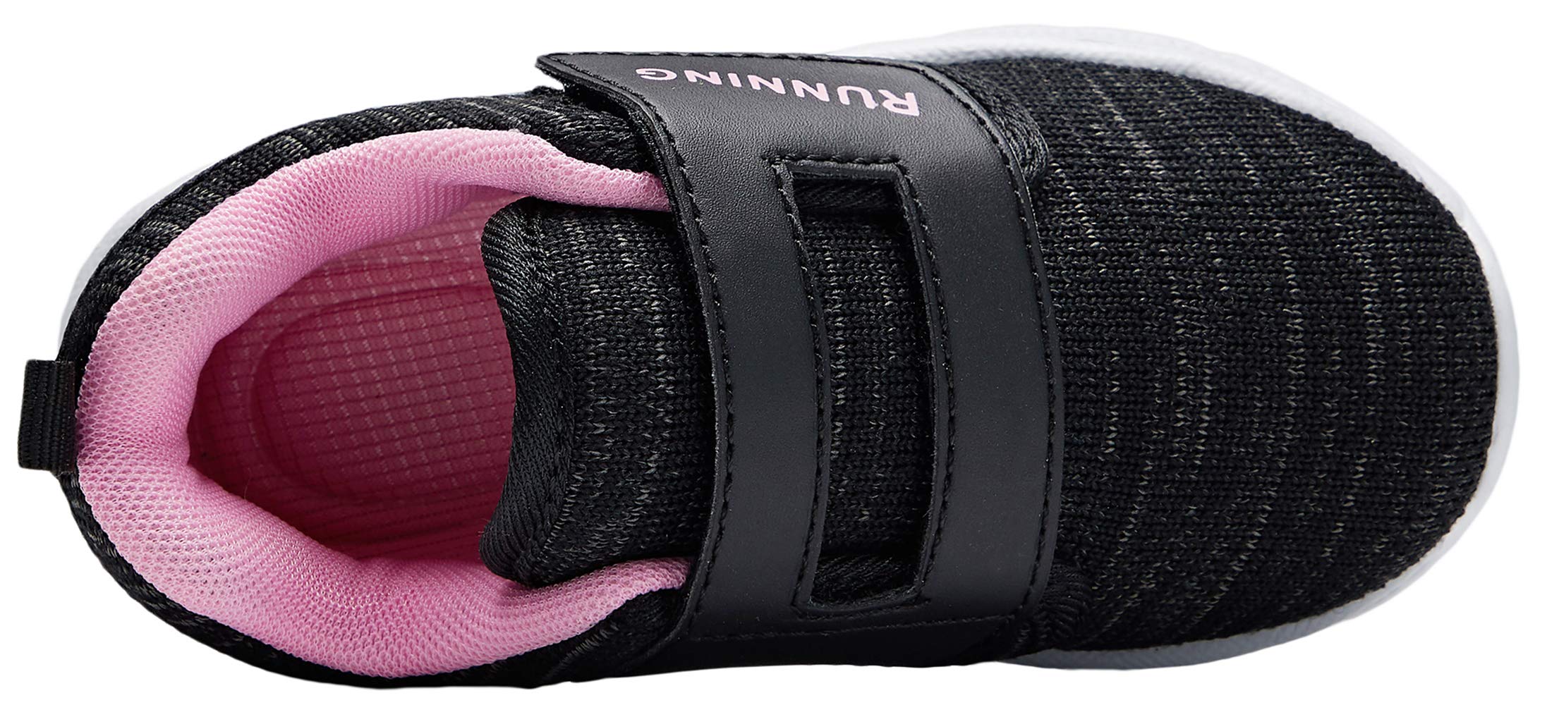 adituo Toddler Boys Girls Lightweight Athletic Sneakers Strap Black Pink Size 11