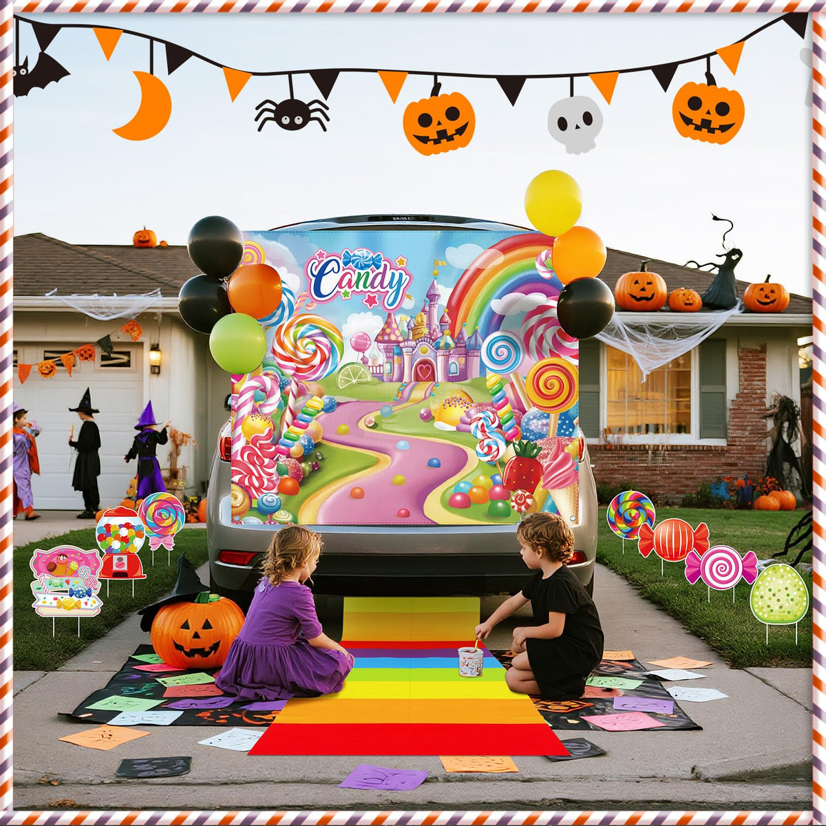 Beeveer Halloween Candy Trunk or Treat Car Decorations Kit Multicolor Outdoor