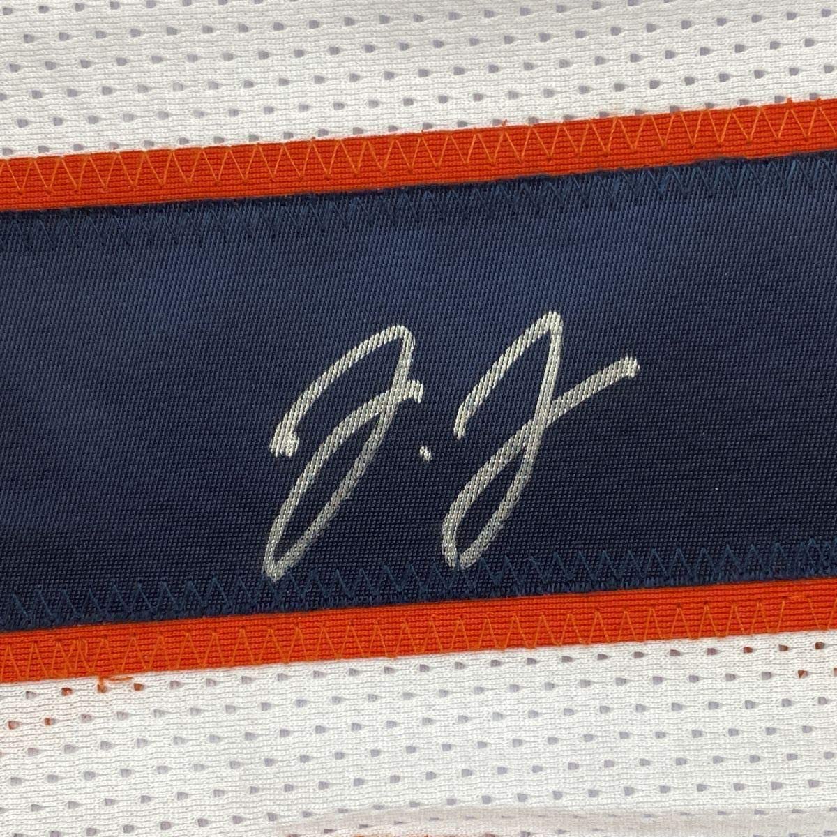Framed Autographed/Signed Jerry Jeudy 35x39 Denver White Football Jersey JSA COA