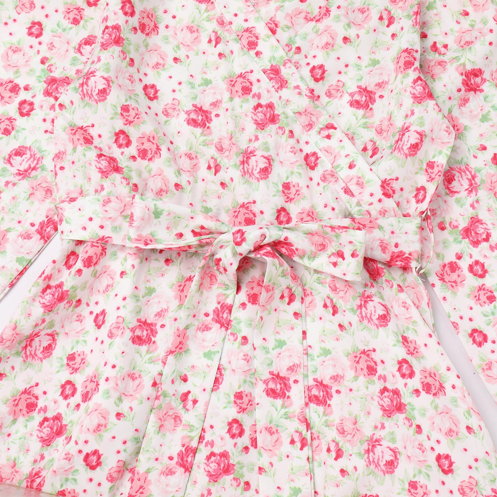 AWIBMK Mommy and Me Floral Boho A-Line V Neck Long Sleeve Dress Blue Pink Size L