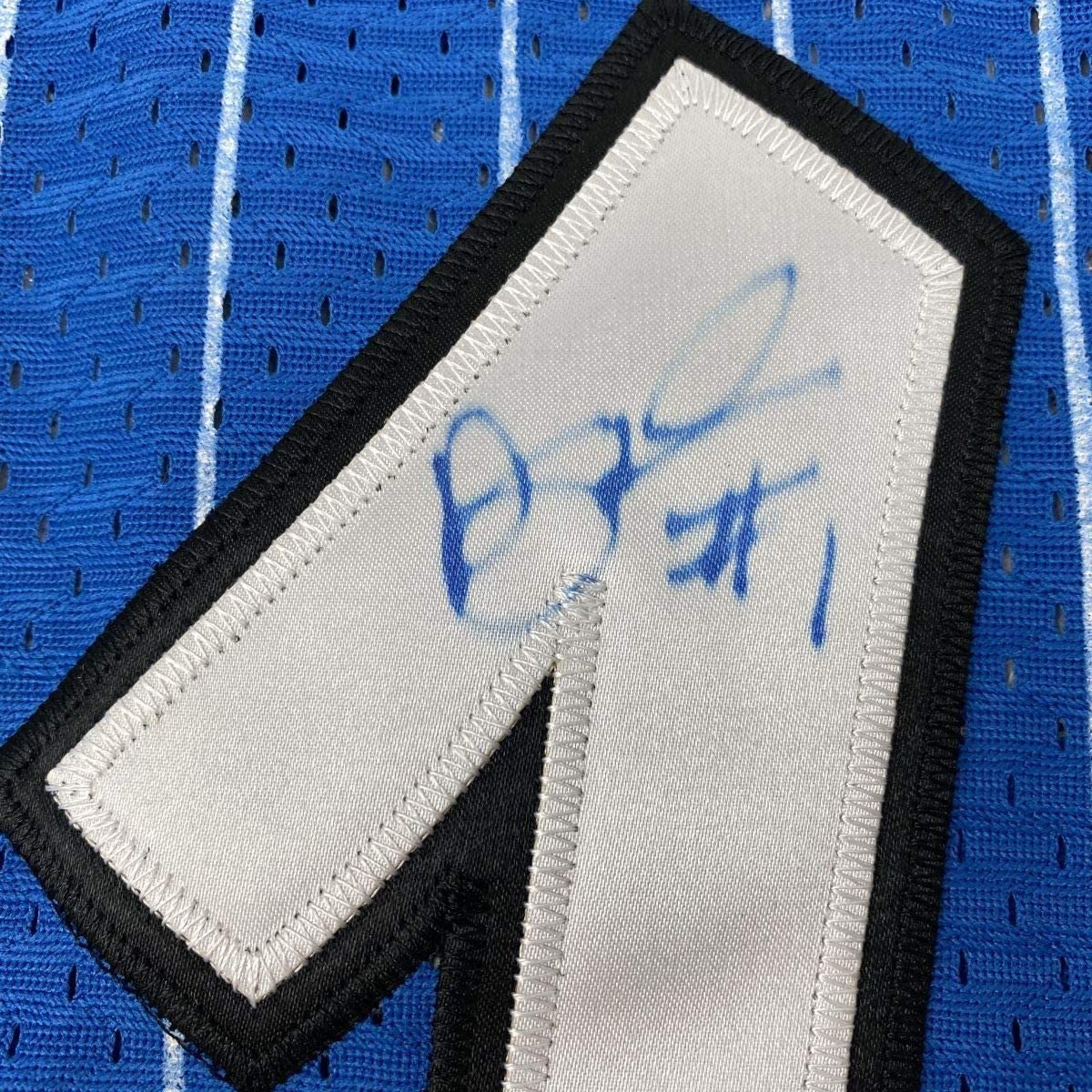 Framed Autographed/Signed Anfernee Penny Hardaway 35x39 Orlando Blue Basketball Jersey Beckett BAS COA