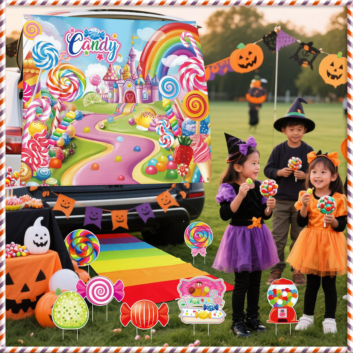 Beeveer Halloween Candy Trunk or Treat Car Decorations Kit Multicolor Outdoor