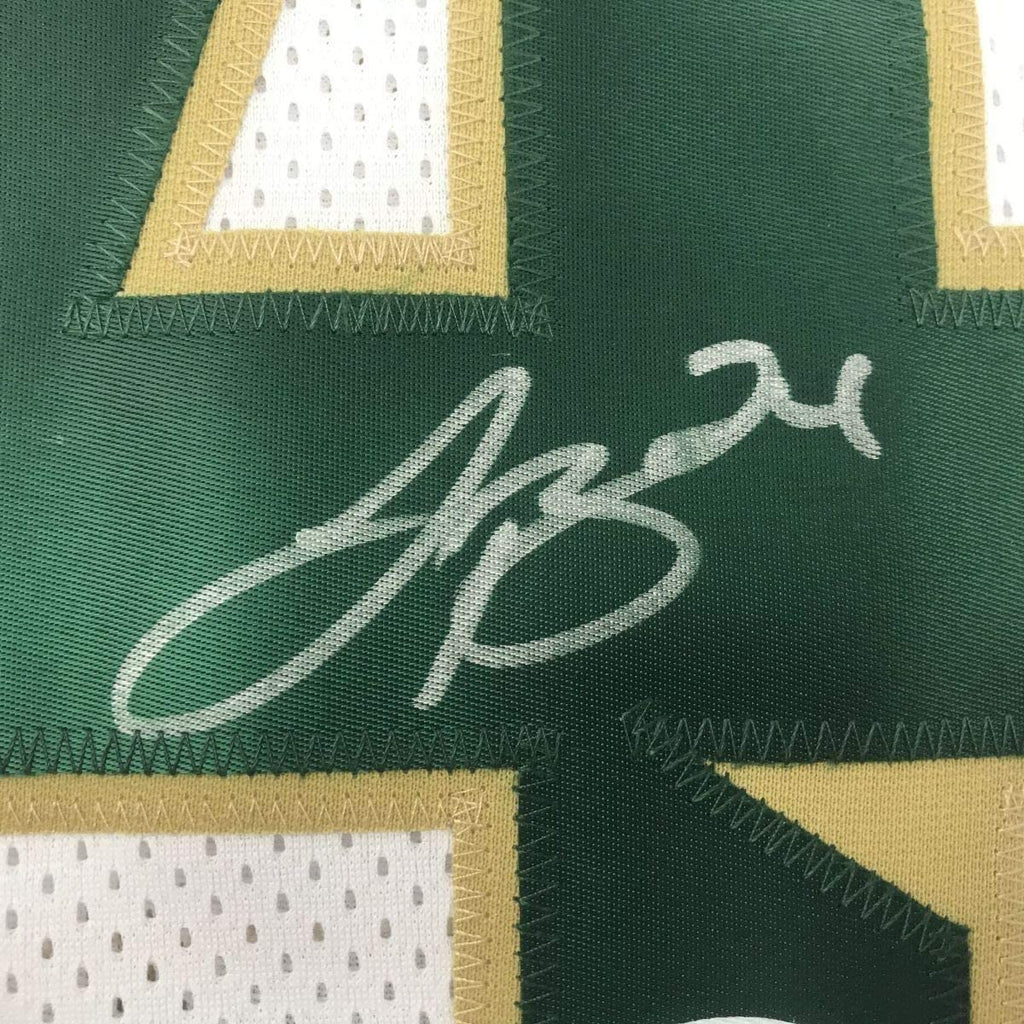 Framed Autographed/Signed LeVeon Le'Veon Bell 35x39 Michigan State White College Football Jersey PSA/DNA COA
