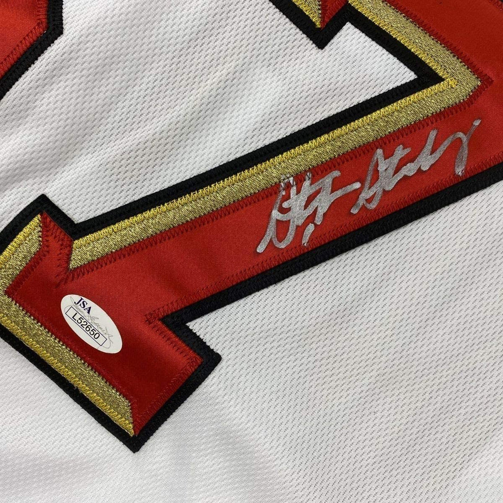 Framed Autographed/Signed Stephen Strasburg 35x39 Washington White Baseball Jersey JSA COA Holo Only