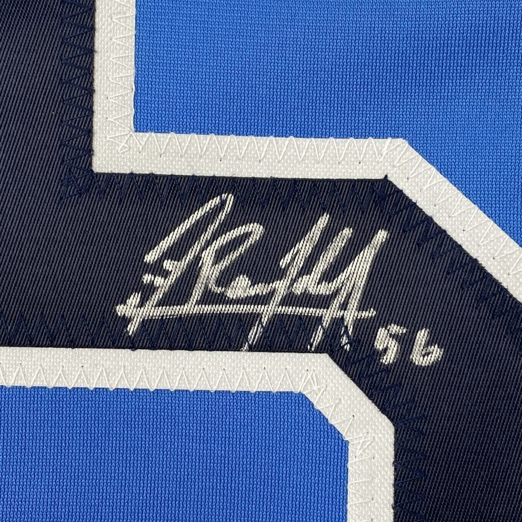 Framed Autographed/Signed Randy Arozarena 35x39 Tampa Bay Light Blue Baseball Jersey JSA COA