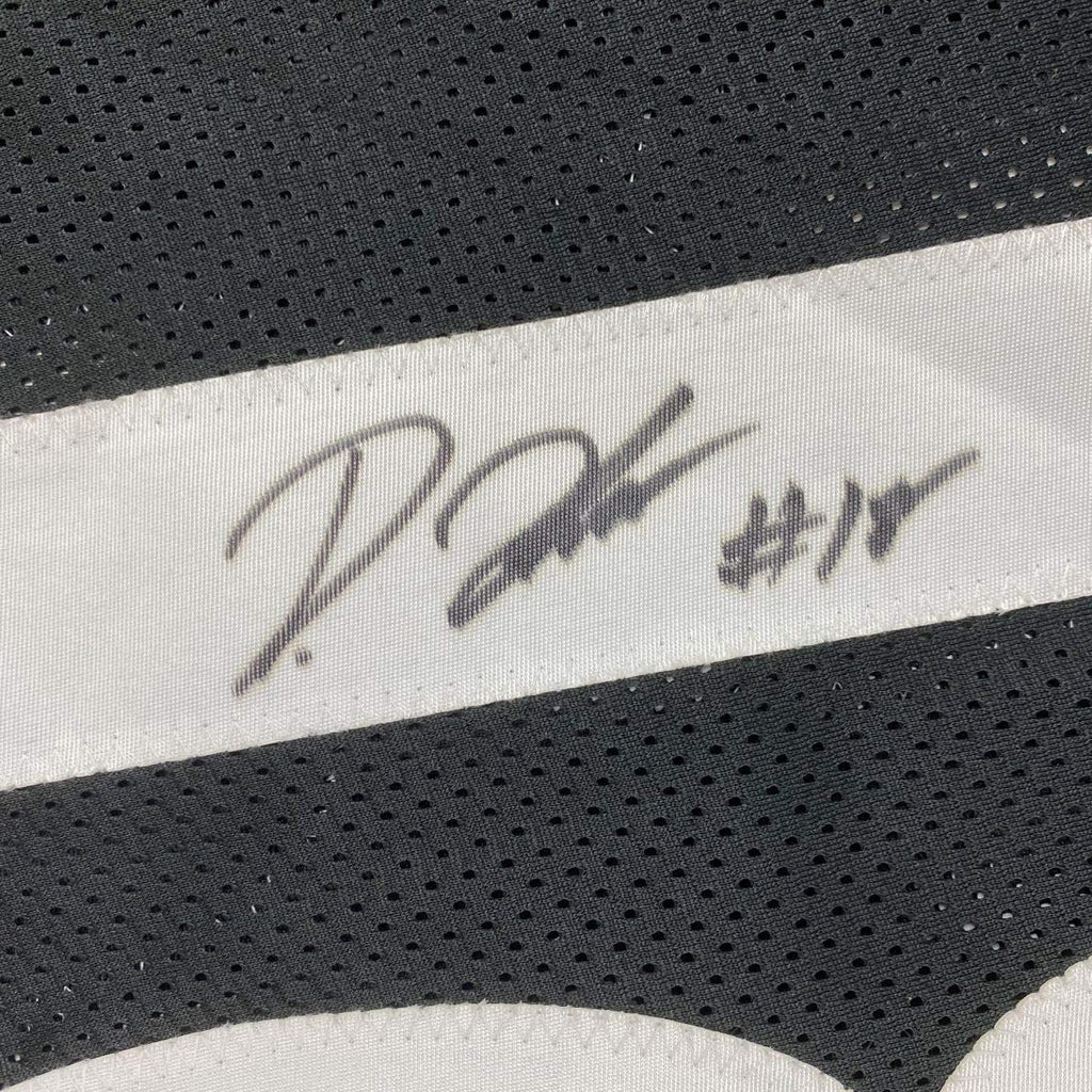 Framed Autographed/Signed Diontae Johnson 35x39 Pittsburgh Black Football Jersey JSA COA