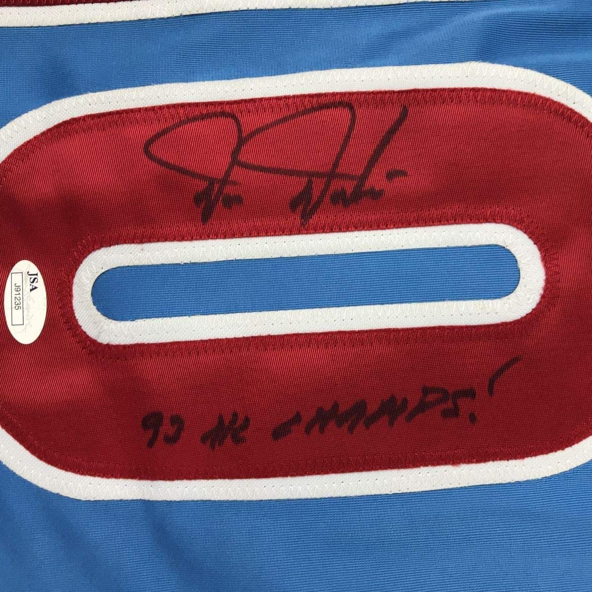 Framed Autographed/Signed Darren Daulton 35x39 Philadelphia Retro Blue Baseball Jersey JSA COA