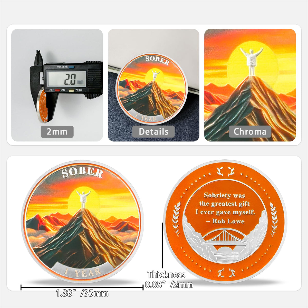 1 Year Sobriety Coin Gifts | Embrace The Sun AA Chip Medallion with Inspirational Quote | Narcotics Alcoholics Anonymous Anniversary Sobriety Gifts for Men Women in Recovery