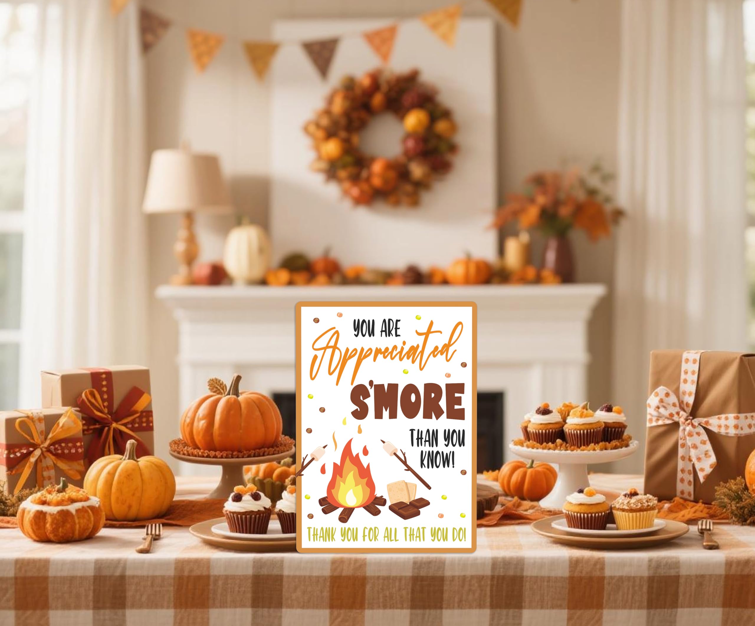Muruseni Appreciated Smore Fall Party Sign 8x11 Wooden with Stand