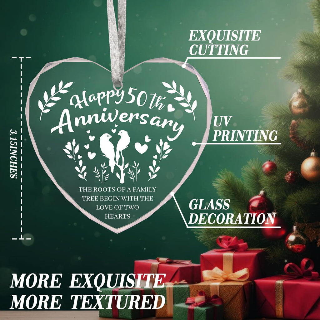 Vorruil Baby First 50th Anniversary Gift Heart Glass Tree Decoration